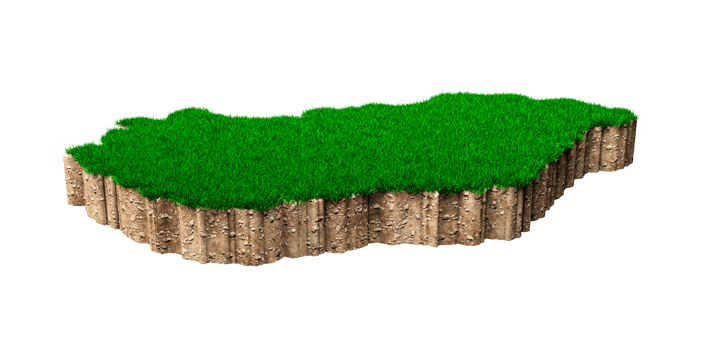Hungary Map soil land geology cross section with green grass and Rock ground texture 3d illustration png