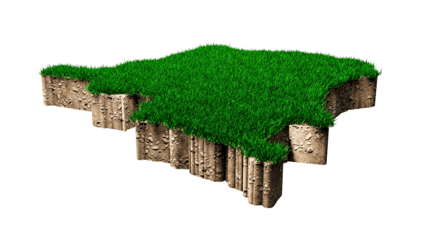 Congo Map soil land geology cross section with green grass and Rock ground texture 3d illustration png