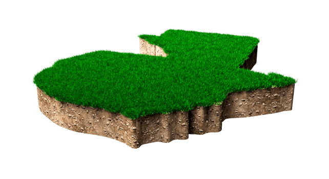 Guatemala Map soil land geology cross section with green grass and Rock ground texture 3d illustration png