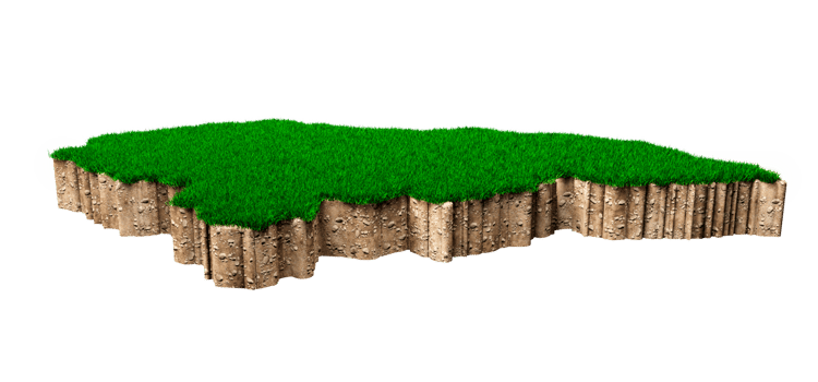 Honduras Map soil land geology cross section with green grass and Rock ground texture 3d illustration png