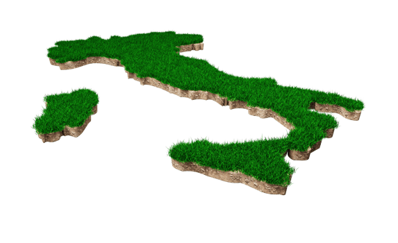 Italy Map soil land geology cross section with green grass and Rock ground texture 3d illustration png