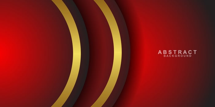 Abstract gold and red curve geometric shape on background. Modern luxury bright gold stripe with gold glitter decoration. Futuristic technology concept. Vector illustration