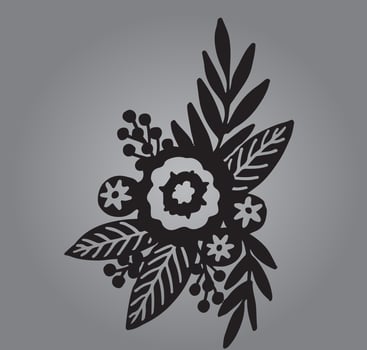 Floral Black and White Vector Pattern