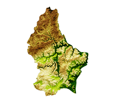 Luxembourg Map Shaded relief Color Height map 3d illustration png