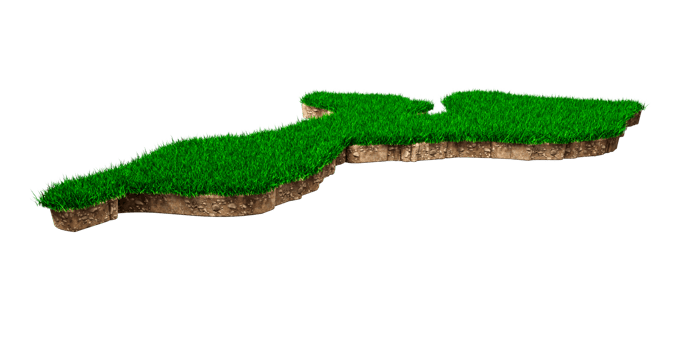 Mozambique Map soil land geology cross section with green grass and Rock ground texture 3d illustration png