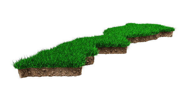 Morocco map soil land geology cross section with green grass and Rock ground texture 3d illustration png