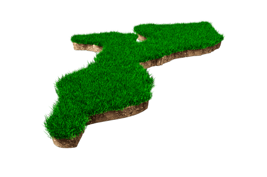 Mozambique Map soil land geology cross section with green grass and Rock ground texture 3d illustration png
