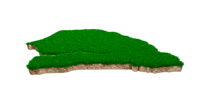 Senegal Map soil land geology cross section with green grass and Rock ground texture 3d illustration png