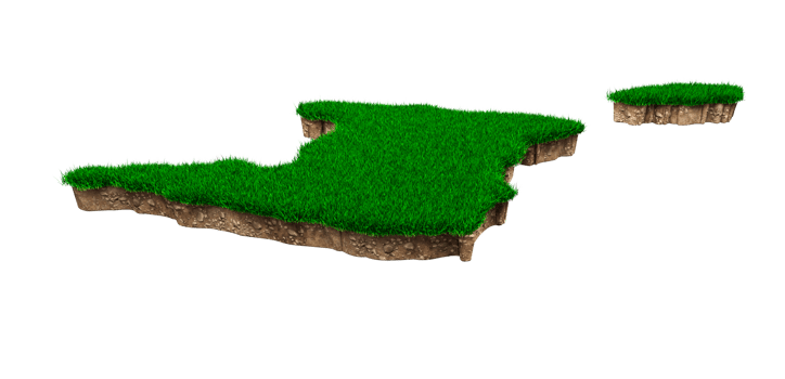 Trinidad and Tobago Map soil land geology cross section with green grass and Rock ground texture 3d illustration png