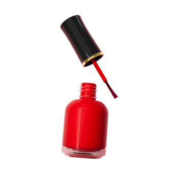 Red nail polish bottle laying top view 3d illustration png