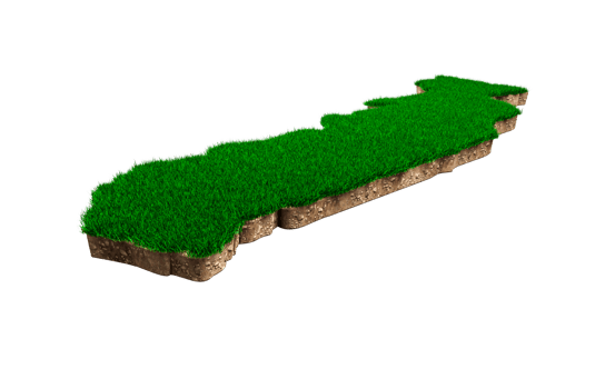 Togo Map soil land geology cross section with green grass and Rock ground texture 3d illustration png