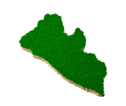 Liberia Map soil land geology cross section with green grass and Rock ground texture 3d illustration png