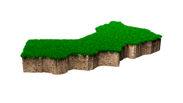 Oman Map soil land geology cross section with green grass and Rock ground texture 3d illustration png