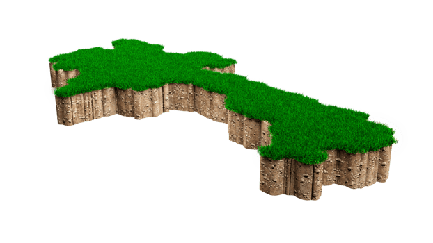 Laos Map soil land geology cross section with green grass and Rock ground texture 3d illustration png