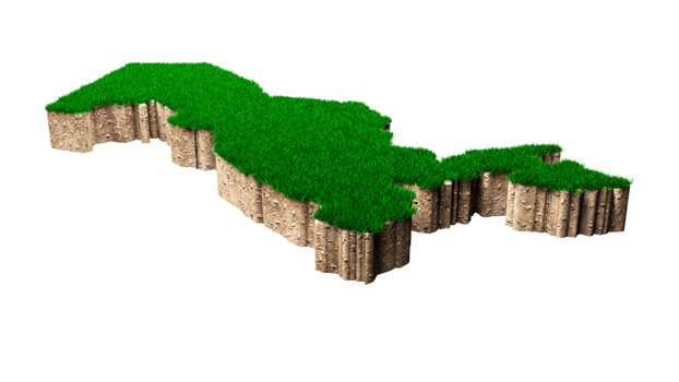Uzbekistan Map soil land geology cross section with green grass and Rock ground texture 3d illustration png