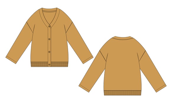 Long sleeve cardigan vector illustration template for ladies.