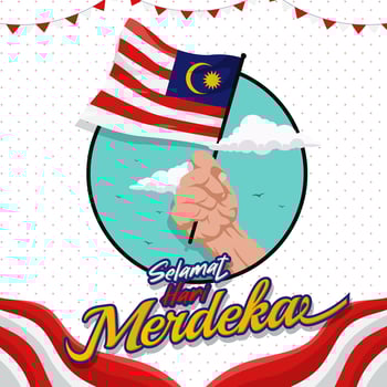 Malaysia Independence Day greeting flat design vector