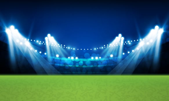 Football arena field with bright stadium lights vector design Vector illumination