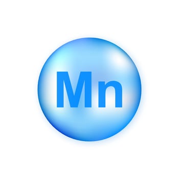 Mineral Mn blue shining pill capsule isolated on white background. vector