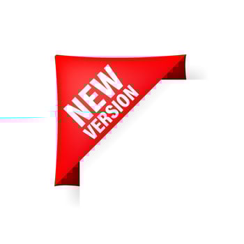 New version red label on white background. Red banner. Vector illustration.