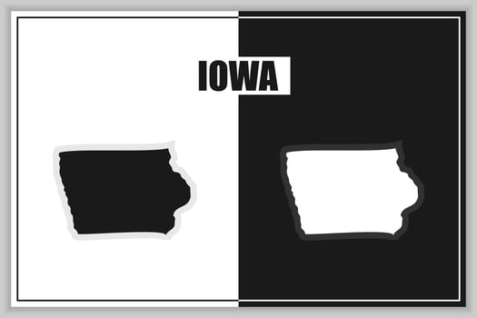 Flat style map of State of Iowa, USA. Iowa outline. Vector illustration
