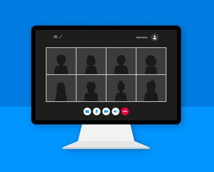 Icon with live chat video call. Isometric vector illustration. Editable vector stroke. Online video