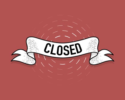 Vector Closed Store Sign. Vintage ribbon. Vector illustration