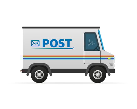 Vector illustration template. Post truck with hand.