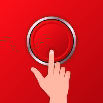 3D realistic button on black background. Vector illustration