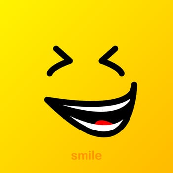 Yellow smile. Smile icon. Vector emoticon set. Vector background. Funny art