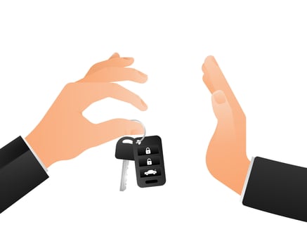 No alcohol driving car key in flat style. Sign forbidden. vector