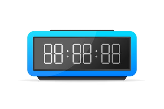 Flat digital clock illustration on white background. Phone icon set. Flat vector illustration