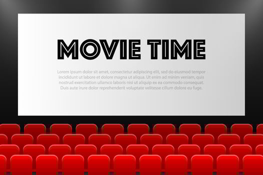 Cinema auditorium. Movie theater interior. Vector illustration.