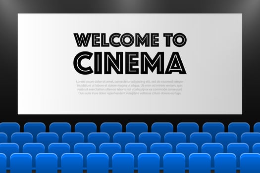 Cinema auditorium. Movie theater interior. Vector illustration.