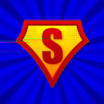 Superhero logo template. Frame with divergent rays. Super hero shield. vector