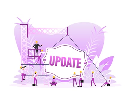 Time to update sign door, many people. Vector illustration