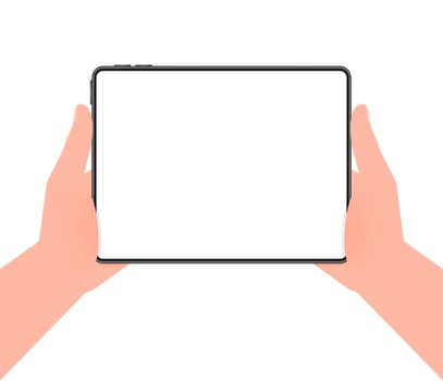 Hand holding a tablet. Using digital tablet pc. Empty screen vector