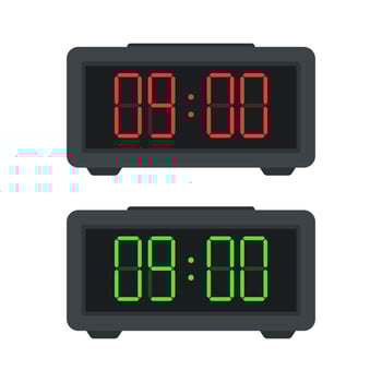 Digital alarm clock. Time icon. Vector illustration.