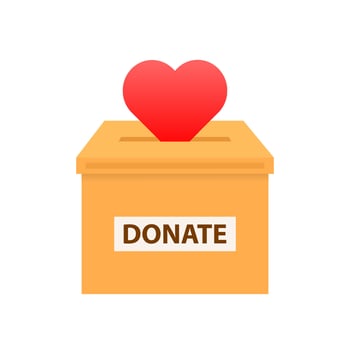 Charity, volunteering and donating. Box for donation. Donate, giving money vector