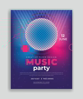 Night dance party music night poster template. Electro style concert disco club party event flyer invitation. Vector musical flyer Jazz festival. Music poster.