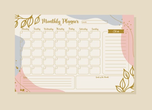 Printable Monthly planner templates to customize vector