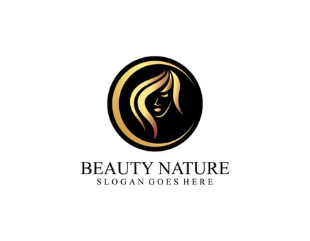 Vector image. Logo for business in the industry of beauty, health, personal hygiene. Beautiful image of a female face. Linear stylized image. Logo of a beauty salon, health industry, makeup artist.