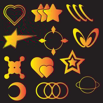 Retro futuristic elements for design. Collection of abstract graphic geometric symbols and objects in y2k style. vector