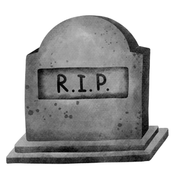 Isolated spooky grave tombstone RIP watercolor style in transparent background png