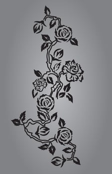 Floral Black and White Vector Pattern