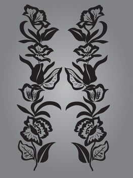 Floral Black and White Vector Pattern