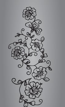 Floral Black and White Vector Pattern