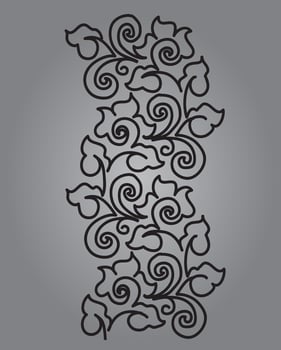Vines and Flower black and white Vector Pattern Embroidery
