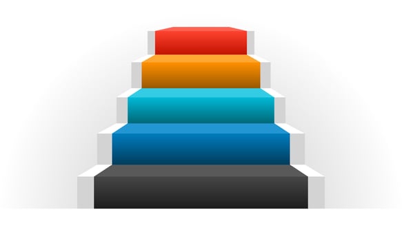Colorful ladder, 5 steps to success. Banner, Brochure, and Presentation. Vector illustration.