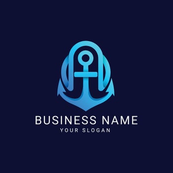 Anchor icon with letter a on dark background - Vector Logo Design Template.